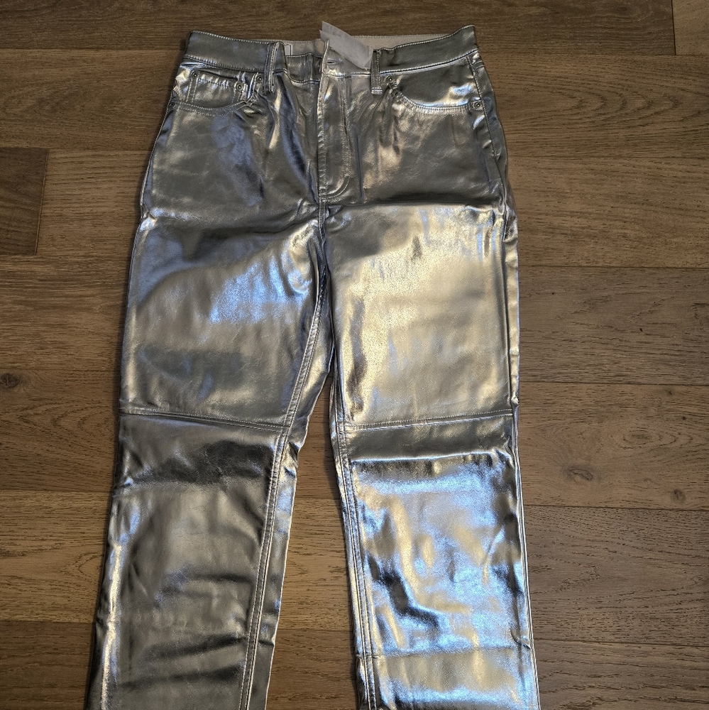 GAP Cheeky Straight High Rise Pants - Silver
